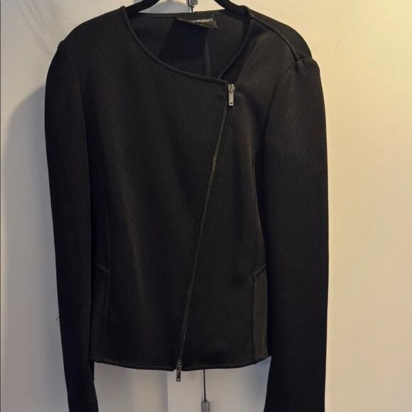 Emporio Armani Sleek Black Zip Blazer Jacket - 4 - Black - Picture 3 of 3